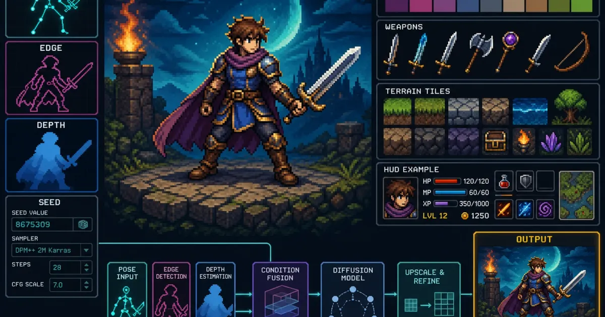 ComfyUI·ControlNet으로 2D 픽셀 에셋 스타일 일관성 유지하는 파이프라인