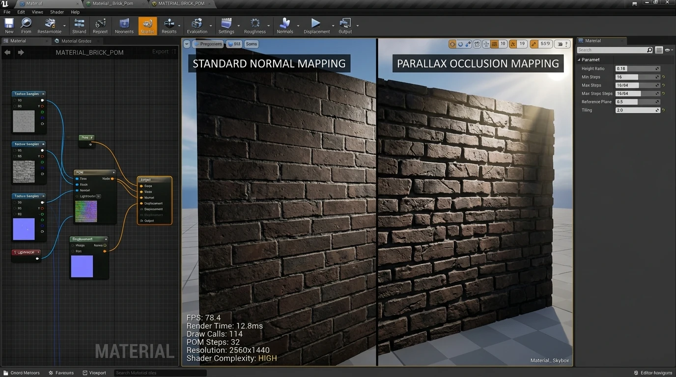 Parallax Occlusion Mapping(POM)으로 벽면에 실제 같은 세밀 깊이감 만들기 썸네일