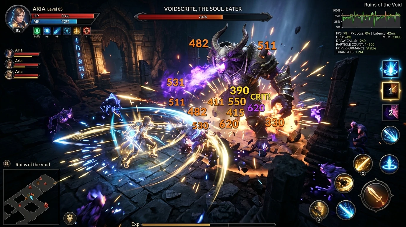 데미지 넘버(Damage Numbers) 최적화: 연사 스킬 사용 시 텍스트 메쉬 및 캔버스 UI 병목 해결 썸네일