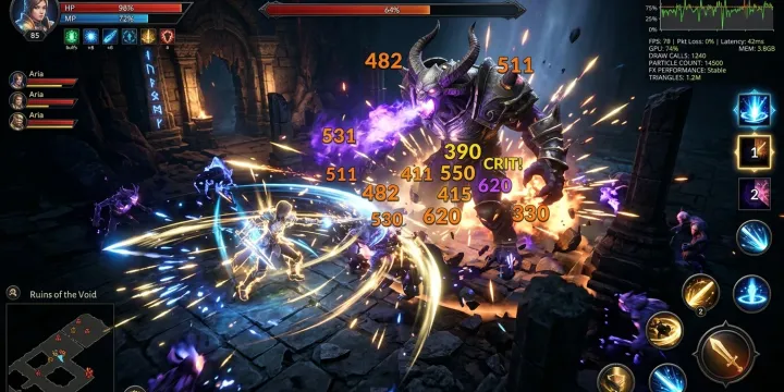 데미지 넘버(Damage Numbers) 최적화: 연사 스킬 사용 시 텍스트 메쉬 및 캔버스 UI 병목 해결 썸네일