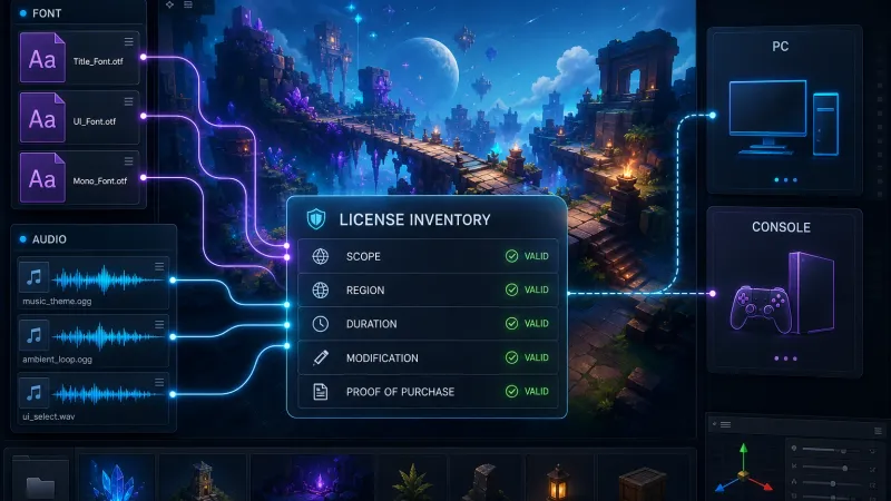 게임 출시 전 상용 폰트·오디오 라이선스 체크리스트: Steam 배포에서 놓치기 쉬운 권리