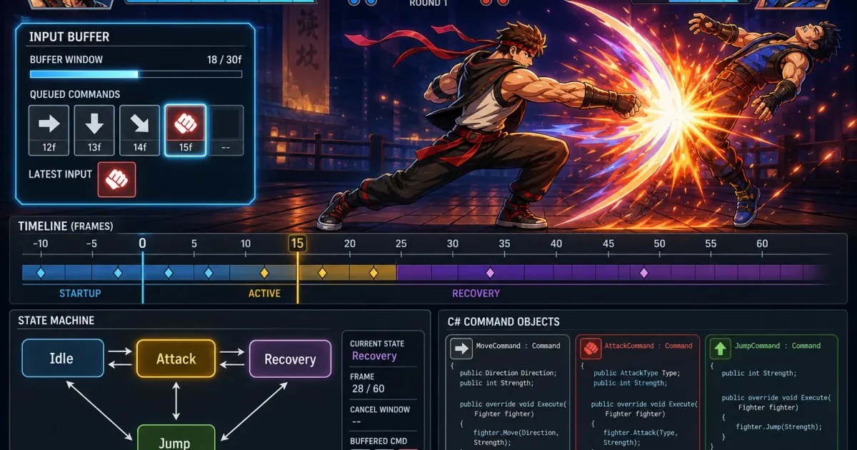 Unity C# Command 패턴으로 격투 게임 선입력(Input Buffer) 시스템 구현하기