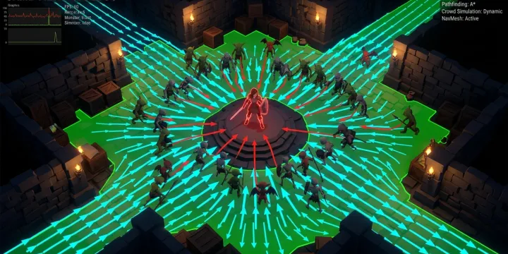A* 길찾기 최적화: NavMesh와 Flow Field를 활용한 수십 마리 몬스터의 동시 경로 탐색 썸네일