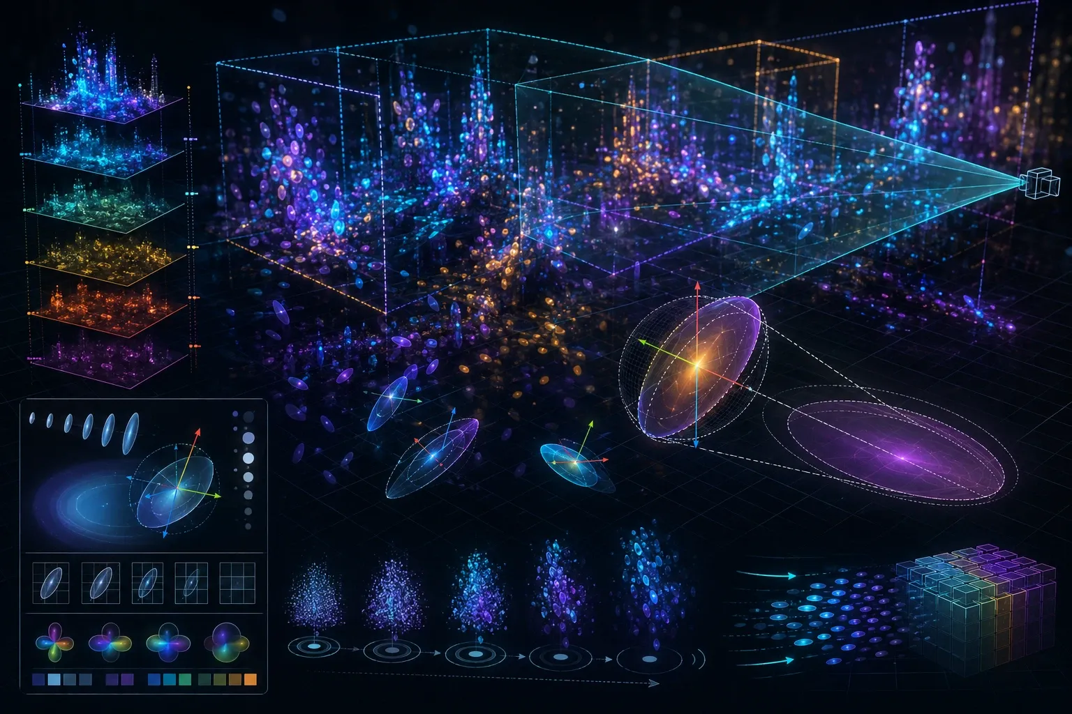 3D Gaussian Splatting 가우시안의 위치·회전·스케일과 화면 투영 관계